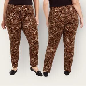 Charter Club NWT Cheetah Straight Leg Pants Animal Print Lexington